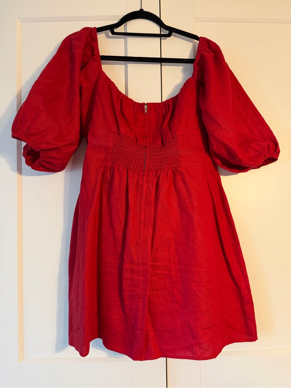 Reformation Kathryn Linen Dress Es Cherry - Size 16